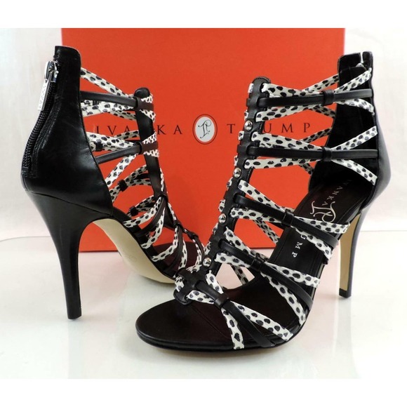 Ivanka Trump Manis Strappy High Heel Sandals Black Multi Leather Size 5.5 - Picture 3 of 8